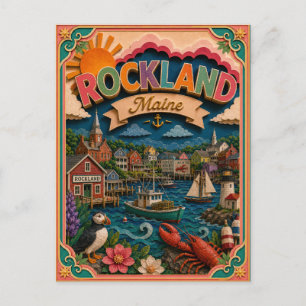PopCut States Rockland Maine Papierkunst Postkarte