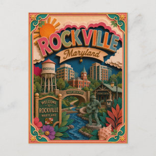 PopCut States Rockville Maryland Papierkunst Postkarte