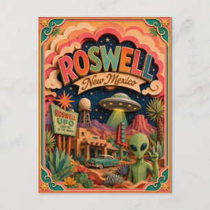 PopCut States Roswell New Mexico Papierkunst Postkarte