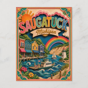 PopCut States Saugatuck Michigan Papierkunst Postkarte