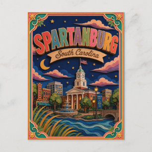 PopCut States Spartanburg South Carolina Papierkun Postkarte