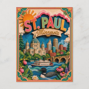 PopCut States St. Paul Minnesota Papierkunst Postkarte