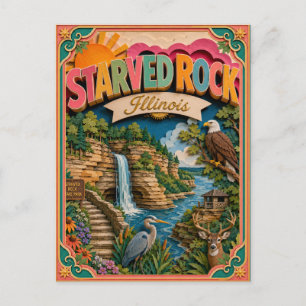 PopCut States Starved Rock Illinois Papierkunst Postkarte