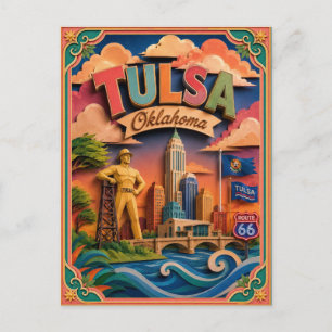 PopCut States Tulsa Oklahoma Papierkunst Postkarte