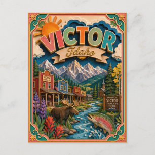 PopCut States Victor Idaho Papierkunst Postkarte
