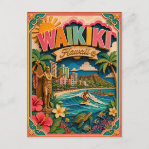 PopCut States Waikiki Hawaii Papierkunst Postkarte