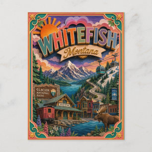 PopCut States Whitefish Montana Papierkunst Postkarte
