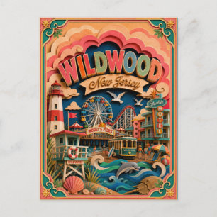 PopCut States Wildwood New Jersey Papierkunst Postkarte