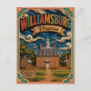 PopCut States Williamsburg Virginia Papierkunst Postkarte