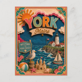 PopCut States York Maine Papierkunst Postkarte