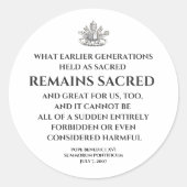 Pope Benedict  Summorum Pontificum Quote Sticker (Vorderseite)