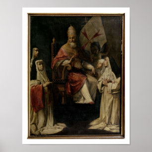 Pope Clement VIII blessing Carmelite Nuns (oil on Poster