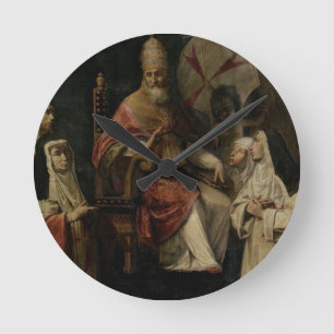 Pope Clement VIII blessing Carmelite Nuns (oil on Runde Wanduhr