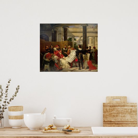 Pope Julius II ordering Bramante Poster (Küche)