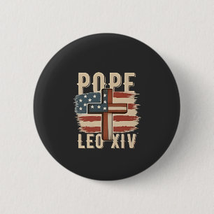 Pope Leo XIV Christlich Church Da Pope USA Flag Button