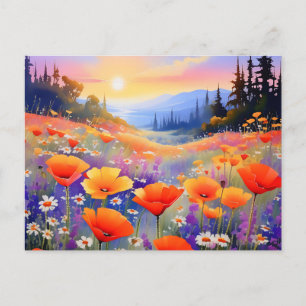 Popes und Daisies in Bloom Postkarte