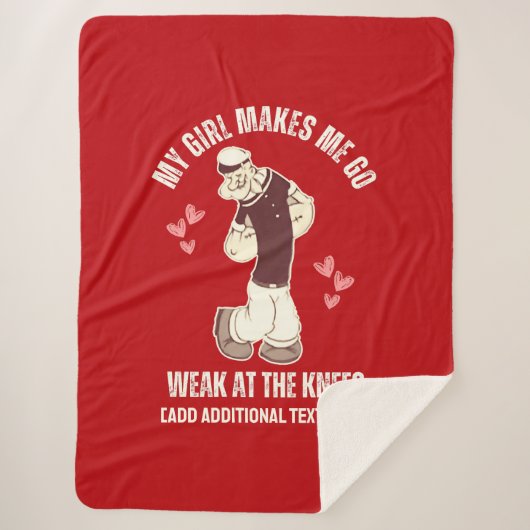 POPEYE schwach auf den Knie Fun Valentinstag Sherpadecke (Vorderseite)
