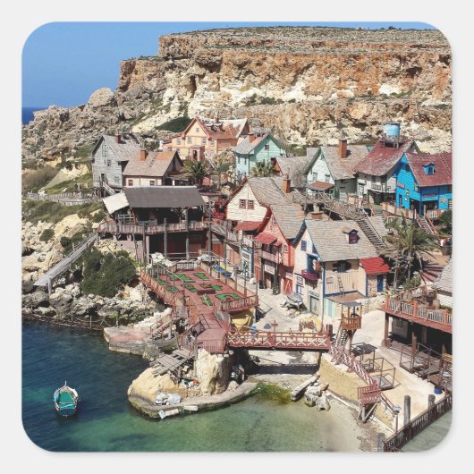 Popeye Village Malta Quadratischer Aufkleber (Vorderseite)
