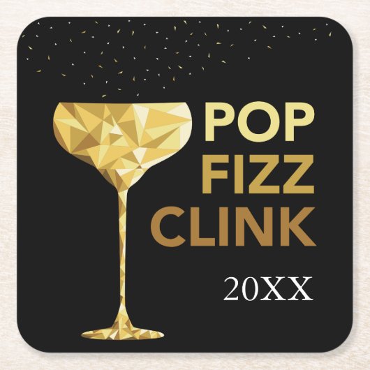 PopFizzclink-Champagne-Untersetzer Rechteckiger Pappuntersetzer (Vorderseite)