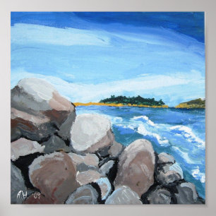 Popham Strandfelsen drucken, A.H. '09 Poster