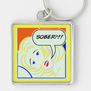Popkunst Lichtenstein-Art nüchtern Schlüsselanhänger
