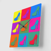 Popkunstschuhe Quadratische Wanduhr (Winkel)