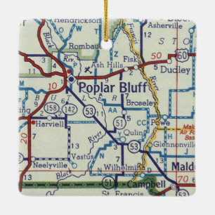 Poplar Bluff MO Vintage Karte Keramikornament