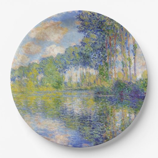 Poplars am Fluss Epte (von Claude Monet) Pappteller (Vorderseite)