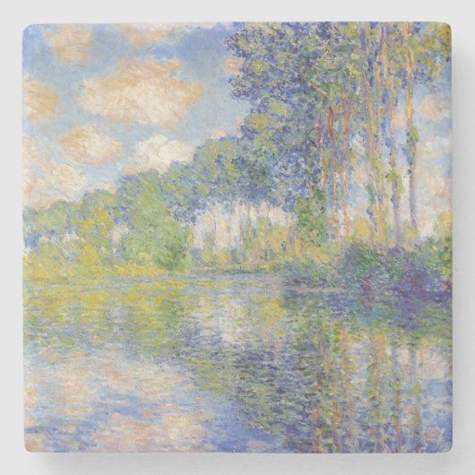 Poplars am Fluss Epte (von Claude Monet) Steinuntersetzer (Vorderseite)