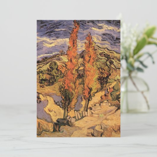 Poplars auf der Straße durch Hügel von Vincent van Einladung (Stehend Vorderseite)
