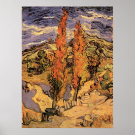 Poplars auf der Straße durch Hügel von Vincent van Poster