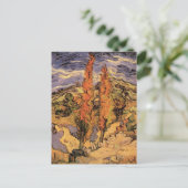 Poplars auf der Straße durch Hügel von Vincent van Postkarte (Stehend Vorderseite)