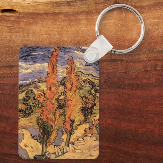 Poplars auf der Straße durch Hügel von Vincent van Schlüsselanhänger (Rückseite)