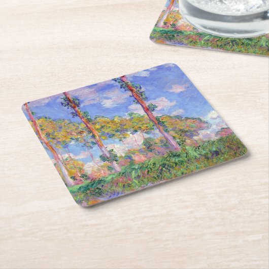 Poplars in der Sonne, Monet Rechteckiger Pappuntersetzer (angewinkelt)