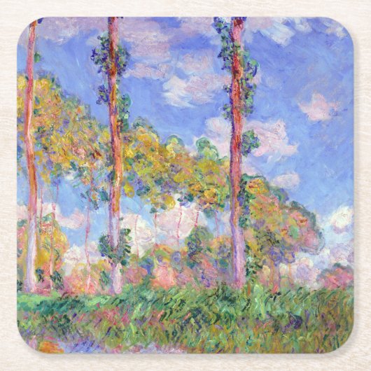Poplars in der Sonne, Monet Rechteckiger Pappuntersetzer (Vorderseite)