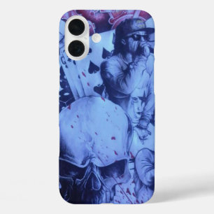 Popmusiker Blau Lila Kunstdruck iPhone 16 Plus Hülle