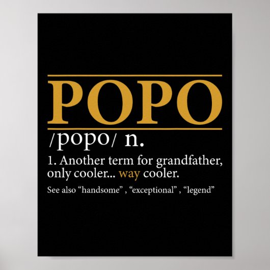 Popo Definition Fathers Day Gift Opa Geschenk Poster (Vorne)