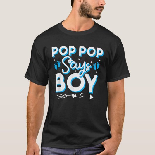 Popo Pop sagt, Boy Gender Reveal Party Familie Tea T-Shirt (Vorderseite)