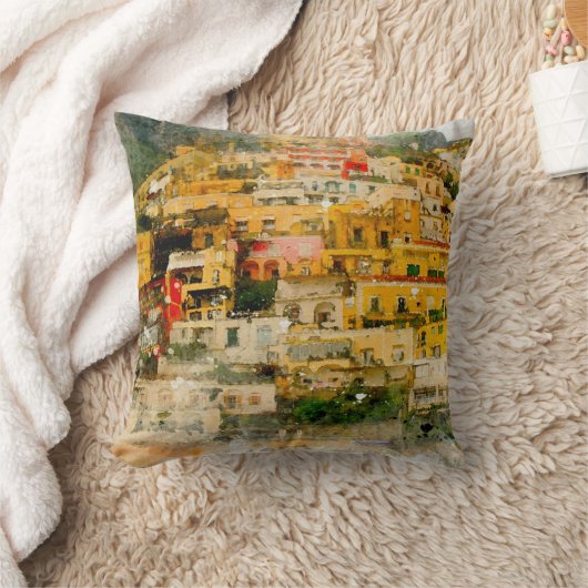 Popositano italitale italienische Szene Wasserfarb Kissen (Decke)