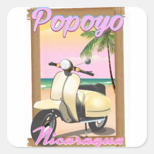 Popoyo Nicaragua Strand Reiseplakat Quadratischer Aufkleber