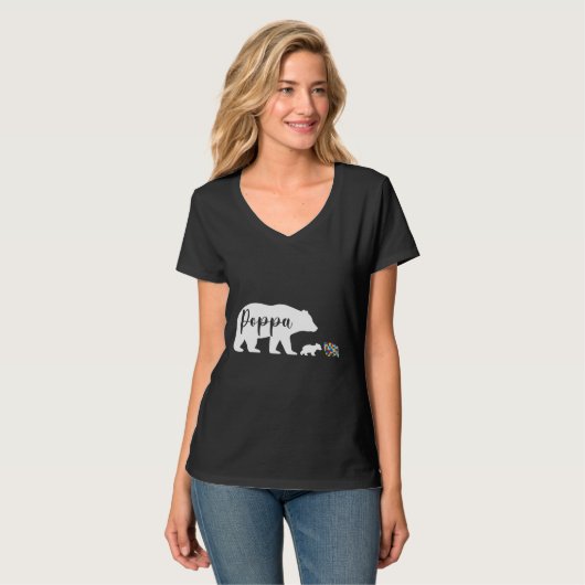Poppa Bear Autismus Sensibilisierung Liebe Unterst T-Shirt (Vorderseite Vollansicht)