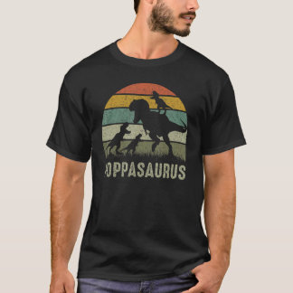 Poppa Dinosaurier Rex Poppasaurus 3 Kinder Familie T-Shirt