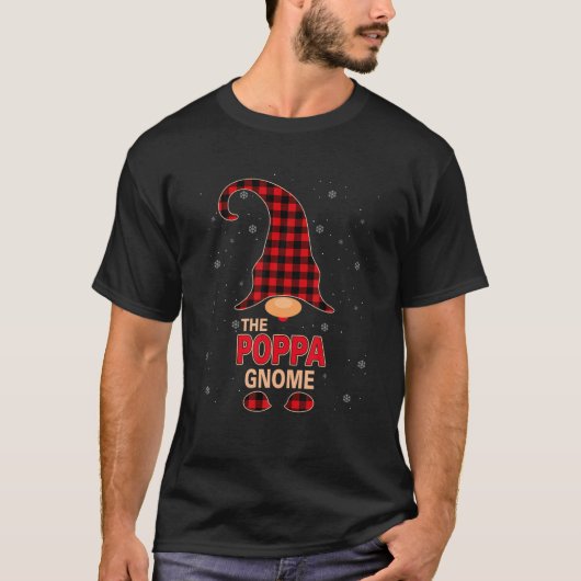 Poppa Gnome Weihnachts Rotes Buffalo Kariert Pajam T-Shirt (Vorderseite)