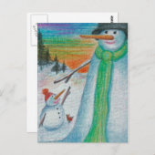 Poppa Snowman und sein kleiner bitter Snowboy Son! Postkarte (Vorne/Hinten)