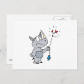 Poppballon trauriger Nashorn Postkarte (Vorne/Hinten)