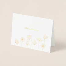 Poppe Blume Grußkarte für Gold Foil