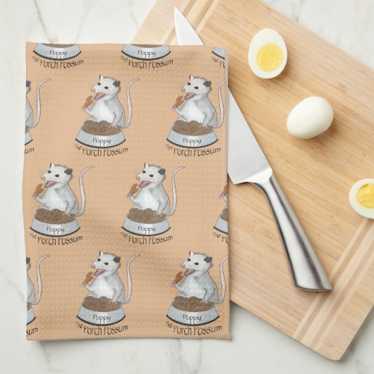 Poppen Das Porch Possum Geschirrtuch (Viertel Falte)