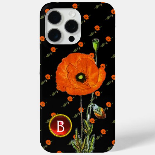 POPPEN IN SCHWARZ ROT RUBY GEMSTONE MONOGRAM Case-Mate iPhone HÜLLE (Rückseite)