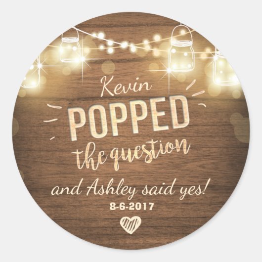 Poppen Sie die Fragezeichen-Verlobung zugunsten de Runder Aufkleber (Vorderseite)