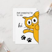 Poppen vorbei, um zu sagen, Hi Cat Flat Gruß Karte (Vorderseite/Rückseite Beispiel)